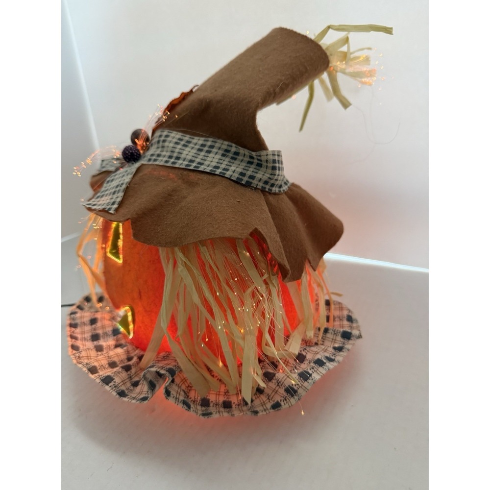Vintage 90s Fiber Optic Jack O Lantern Pumpkin All Hallows Eve Fall Halloween - Picture 5 of 12